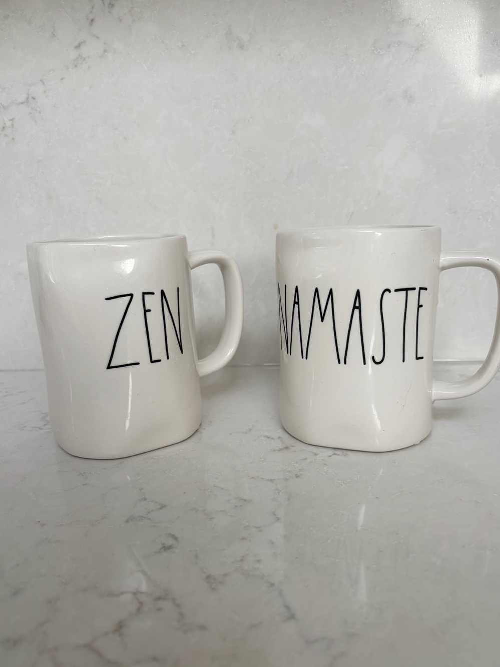 Rae Dunn White Ceramic Mugs - "ZEN" & "NAMASTE"